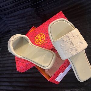 Tory Burch olive green slides